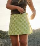 Green checkered wrap skirt