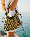 Leather Macrame Bag Green