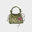 Leather Macrame Bag Green