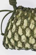 Leather Macrame Bag Green