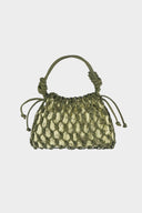 Leather Macrame Bag Green